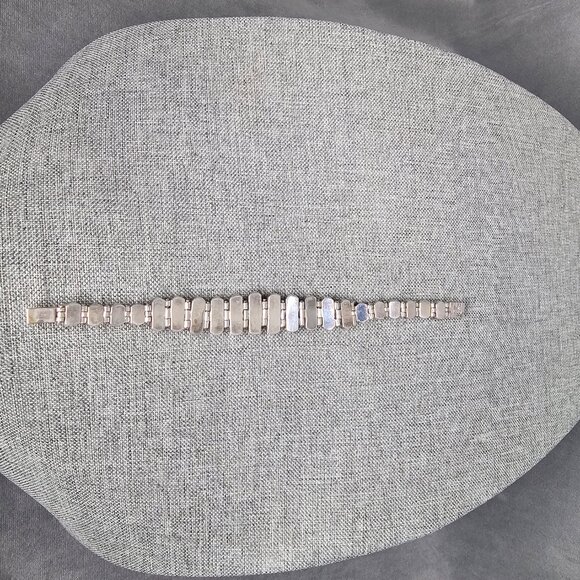 Vintage Mexico 950 Silver & Abalone Shell Link Bracelet 7.5" Signed J-13 - Picture 5 of 6